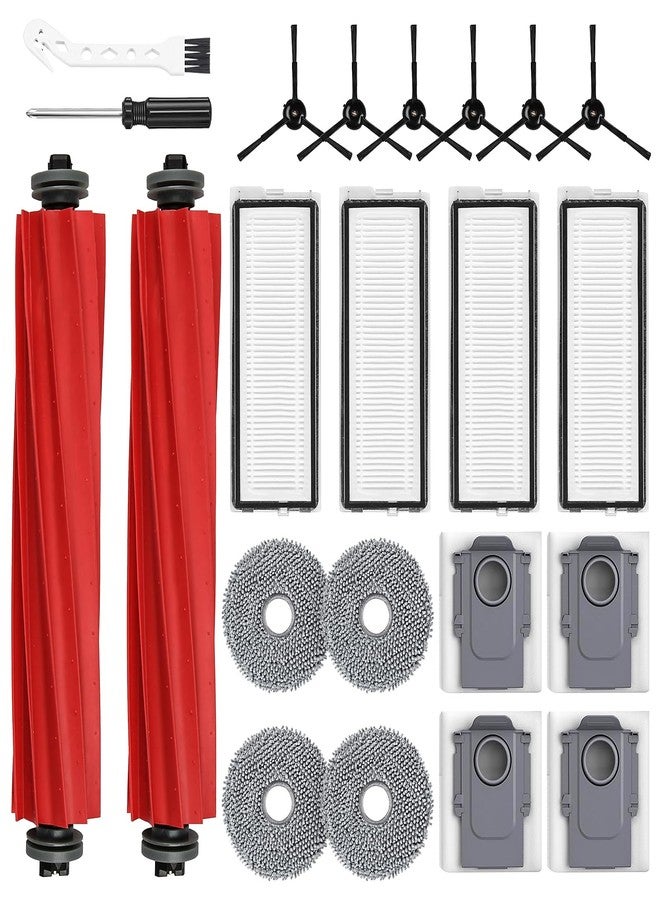 AnDongo 22 Pack Replacement Accessories for Roborock Qrevo S/Qrevo Pro/Qrevo Plus/Qrevo MaxV【Not for Qrevo】Robot Vacuum, 2 Mainbrush 4 Filter 4 Dust Bags 4 Mop Pads 6 Sidebrush 1 Cleaning Brush 1 Screwdriver - Image 1